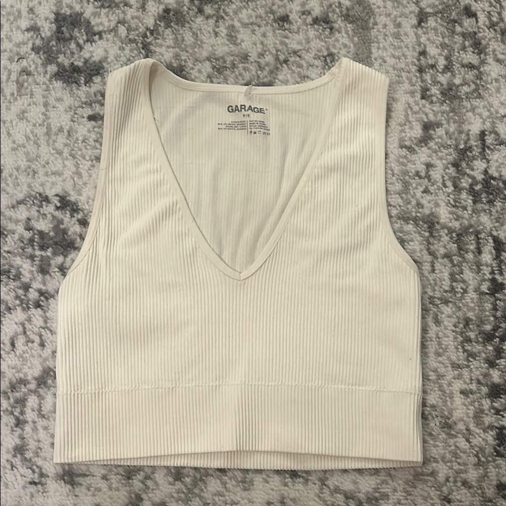 Garage Women's Cream Ribbed Crop Top